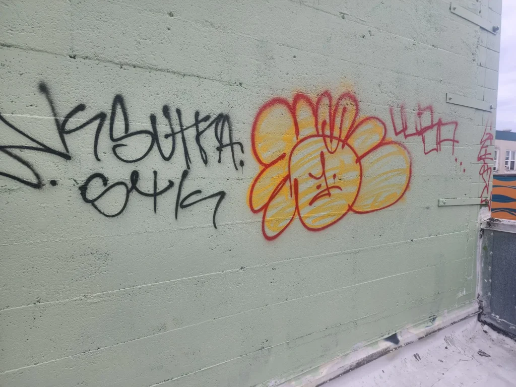 Colorful graffiti on a green wall
